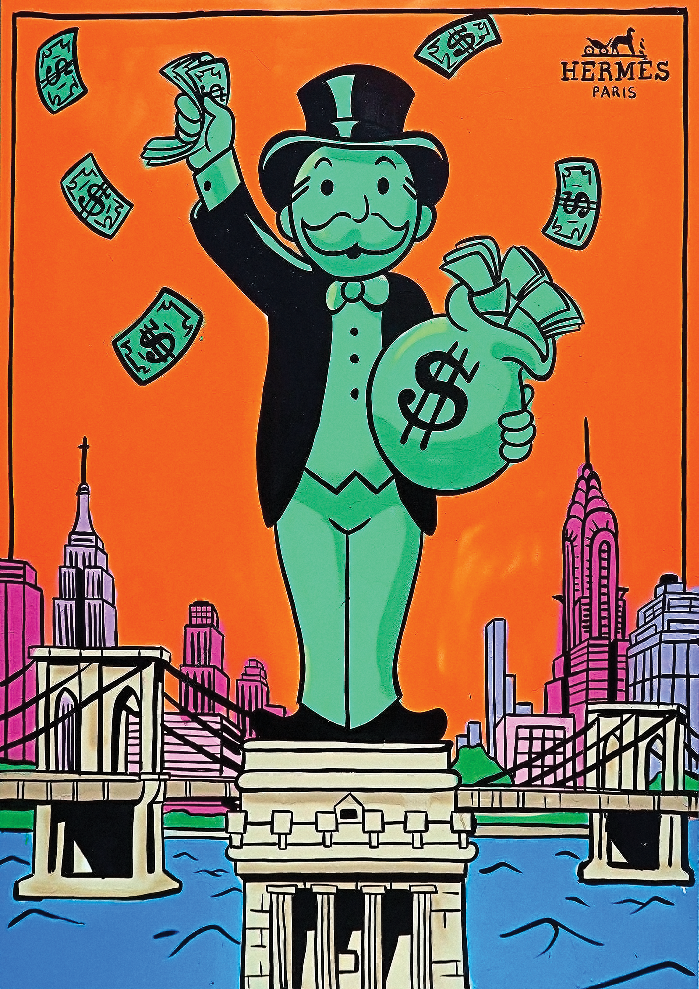 Alec Monopoly Hermes Statue of Liberty metal poster artwork